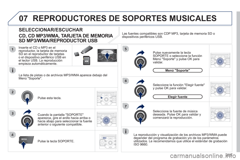 Peugeot 3008 Hybrid 4 2013  Manual del propietario (in Spanish) 235
07
MEDIA
2ABC3DEF5JKL4GHI6MNO8TUV7PQRS9WXYZ0*#
1RADIO MEDIANAV ESC TRAFFIC
SETUPADDR
BOOK
2ABC3DEF5JKL4GHI6MNO8TUV7PQRS9WXYZ0*#
1RADIO MEDIANAV TRAFFIC
SETUPADDR
BOOK
2ABC3DEF5JKL4GHI6MNO8TUV7PQRS