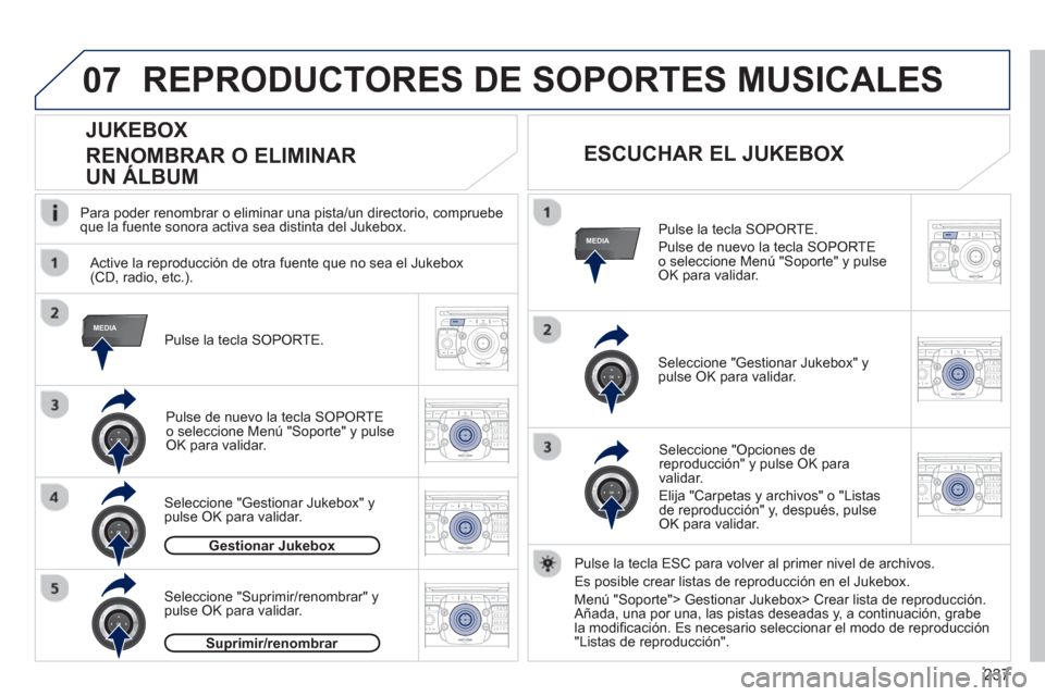 Peugeot 3008 Hybrid 4 2013  Manual del propietario (in Spanish) 237
07
MEDIA
MEDIA
2ABC3DEF5JKL4GHI6MNO8TUV7PQRS9WXYZ0*#
1RADIO MEDIANAV TRAFFIC
SETUPADDR
BOOK
2ABC3DEF5JKL4GHI6MNO8TUV7PQRS9WXYZ0*#
1RADIO MEDIANAV TRAFFIC
SETUPADDR
BOOK
2ABC3DEF5JKL4GHI6MNO8TUV7PQ