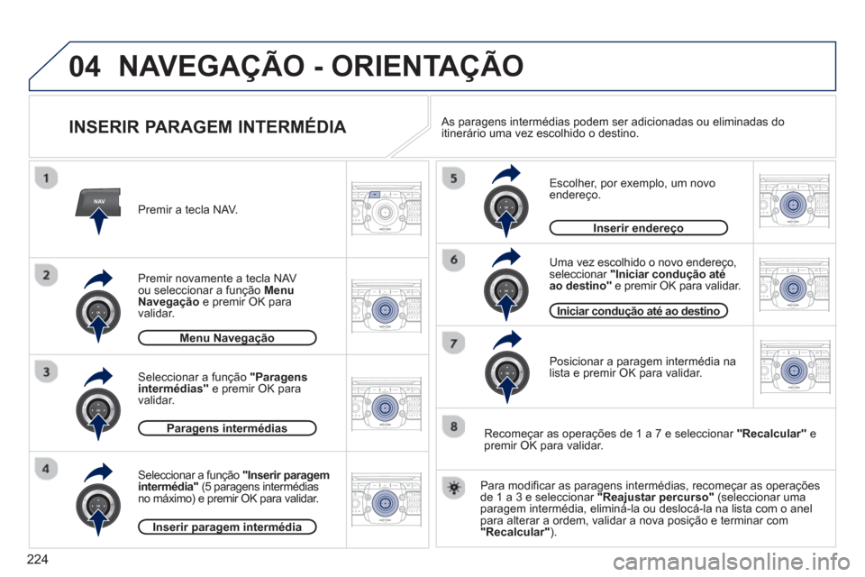 Peugeot 3008 Hybrid 4 2012  Manual do proprietário (in Portuguese) 224
04
NAV2ABC3DEF5JKL4GHI6MNO8TUV7PQRS9WXYZ0*#
1RADIO MEDIANAV ESC TRAFFIC
SETUPADDR
BOOK
2ABC3DEF5JKL4GHI6MNO8TUV7PQRS9WXYZ0*#
1RADIO MEDIANAV ESC TRAFFIC
SETUPADDR
BOOK
2ABC3DEF5JKL4GHI6MNO8TUV7PQR