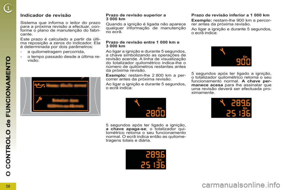 Peugeot 3008 Hybrid 4 2012 Manual do proprietário (in Portuguese) 58
O
C
Indicador de revisão
Sistema que informa o leitor do prazo
para a próxima revisão a efectuar, con-
forme o plano de manutenção do fabri-
cante.
Este prazo é calculado a partir da Peugeot 3008 Hybrid 4 2012 Manual do proprietário (in Portuguese) 58
O
C
Indicador de revisão
Sistema que informa o leitor do prazo
para a próxima revisão a efectuar, con-
forme o plano de manutenção do fabri-
cante.
Este prazo é calculado a partir da