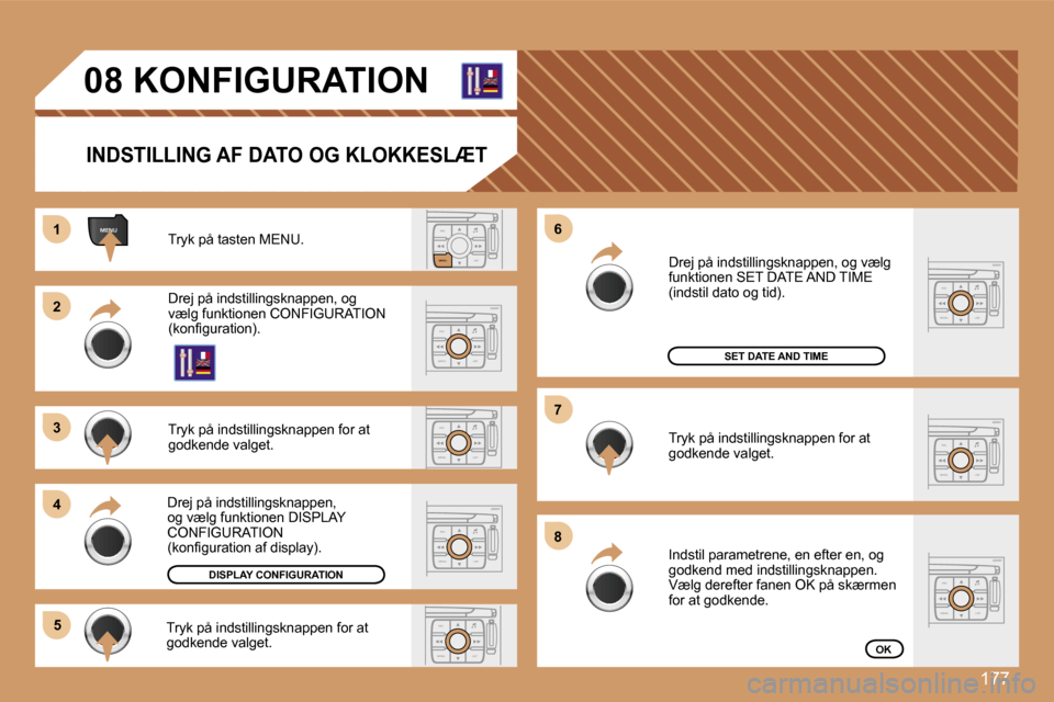 Peugeot 307 Break 2007  Instruktionsbog (in Danish) �1�7�7
�E�S�C�L�I�S�T
�M�E�N�U
�E�S�C
�M�E�N�U �L�I�S�T
�E�S�C
�M�E�N�U �L�I�S�T
�E�S�C
�M�E�N�U �L�I�S�T
�E�S�C
�M�E�N�U �L�I�S�T
�M�E�N�U
�E�S�C
�M�E�N�U �L�I�S�T
�E�S�C
�M�E�N�U �L�I�S�T
�1�1
�2�2
