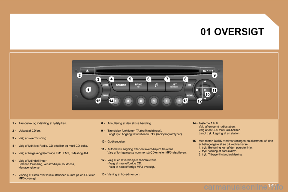 Peugeot 307 Break 2007  Instruktionsbog (in Danish) �1�8�3
�1�1
�2�2
�1�0�1�0�1�1�1�1
�1�3�1�3�1�4�1�4�1�5�1�5
�3�3�4�4�5�5�6�6�7�7�8�8�9�9
�1�2�1�2
�0�1� �O�V�E�R�S�I�G�T
�1� �-�  �T�æ�n�d�/�s�l�u�k� �o�g� �i�n�d�s�t�i�l�l�i�n�g� �a�f� �l�y�d�s�t�y�r