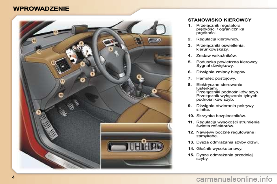 Peugeot 307 Break 2007  Instrukcja Obsługi (in Polish) �S�T�A�N�O�W�I�S�K�O� �K�I�E�R�O�W�C�Y
�1�.�  �P�r�z�e�ł"�c�z�n�i�k� �r�e�g�u�l�a�t�o�r�a� �p�r
�d�k�o;�c�i� �/� �o�g�r�a�n�i�c�z�n�i�k�a� �p�r
�d�k�o;�c�i�.
�2�.� �R�e�g�u�l�a�c�j�a� �k�i�e�r�o