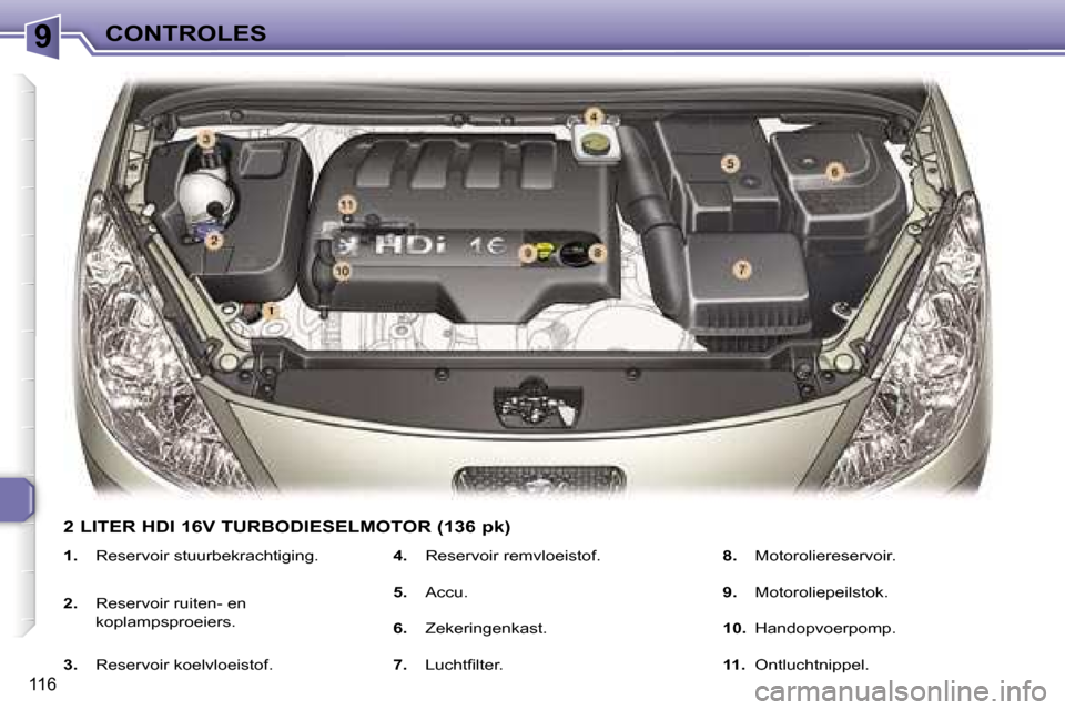 Peugeot 307 Break 2006  Handleiding (in Dutch) �9�C�O�N�T�R�O�L�E�S
�1�1�6
�1�.�  �R�e�s�e�r�v�o�i�r� �s�t�u�u�r�b�e�k�r�a�c�h�t�i�g�i�n�g�.
�2�.�  �R�e�s�e�r�v�o�i�r� �r�u�i�t�e�n�-� �e�n�  
�k�o�p�l�a�m�p�s�p�r�o�e�i�e�r�s�.
�3�. �  �R�e�s�e�r�v