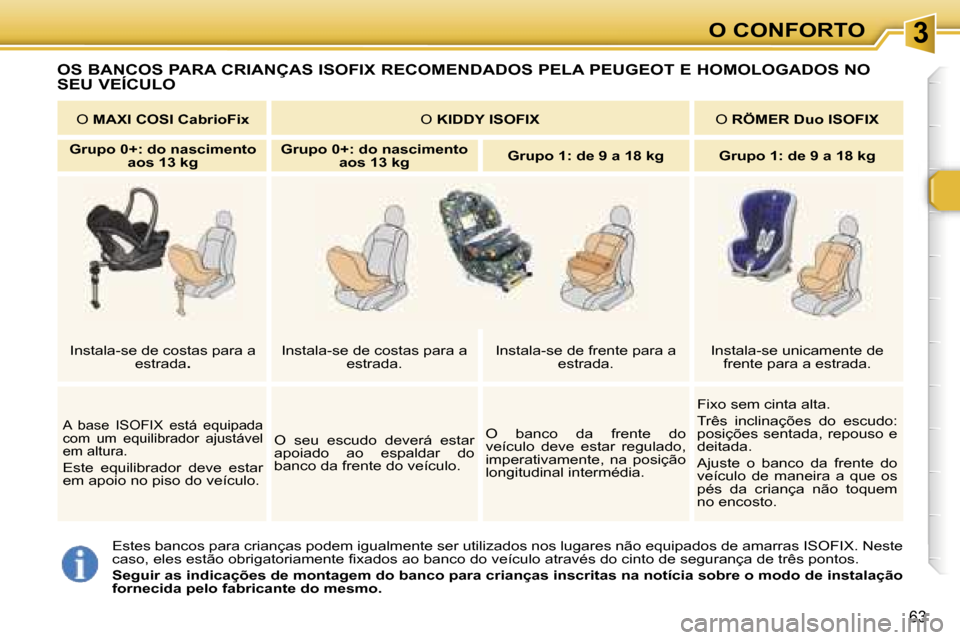 Peugeot 307 Break 2006  Manual do proprietário (in Portuguese) � � � � � � � � � � � � � � � � � � � � � � � � � � � � � � � � � � � � � � � � � � � � � � � � � � � � � � � � � � � � � � � � � � � � � � �3�O� �C�O�N�F�O�R�T�O
�6�3
�E�s�t�e�s� �b�a�n�c�o�s� �p�a�r