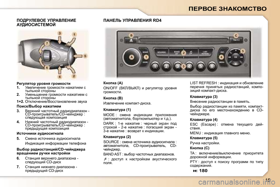 Peugeot 307 Break 2006  Инструкция по эксплуатации (in Russian) �1�5
f?gYe?� AdWaechiYe
g_]mÉylhj� mjhyÖy� ]jhfdhklb 
�1�.�  jy_ebq_Öb_� zjhfdhklb� Öw`wlb_f� k� 
luevÖhc� klhjhÖ