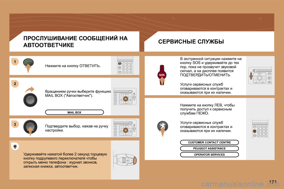 Peugeot 307 Break 2006  Инструкция по эксплуатации (in Russian) �1 
�2 
�3
�1�7�1
Yjws_Öb_f� jmqdb� yux_jbl_� nmÖdébx�  
�M�A�I�L� �B�O�X� �(�"Wylhhly_lqbd�"�)�.
dw`fbl_� Öw� dÖhidm� eiY?iBis�. 
