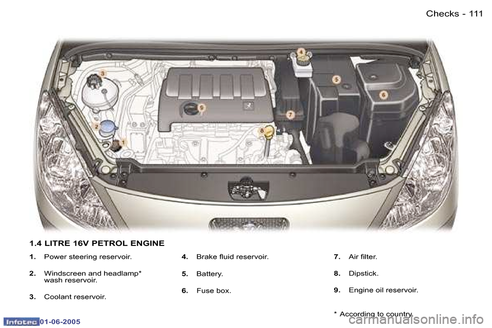 Peugeot 307 Break 2005  Owners Manual �C�h�e�c�k�s�1�1�0 �-
�0�1�-�0�6�-�2�0�0�5
�1�1�1�C�h�e�c�k�s�-
�0�1�-�0�6�-�2�0�0�5
�1�.�  �P�o�w�e�r� �s�t�e�e�r�i�n�g� �r�e�s�e�r�v�o�i�r�.
�2�. �  �W�i�n�d�s�c�r�e�e�n� �a�n�d� �h�e�a�d�l�a�m�p�*�