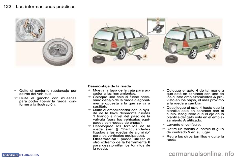 Peugeot 307 Break 2005  Manual del propietario (in Spanish) �L�a�s� �i�n�f�o�r�m�a�c�i�o�n�e�s� �p�r�á�c�t�i�c�a�s�1�2�2 �-
�0�1�-�0�6�-�2�0�0�5
�1�2�3�L�a�s� �i�n�f�o�r�m�a�c�i�o�n�e�s� �p�r�á�c�t�i�c�a�s�-
�0�1�-�0�6�-�2�0�0�5
�F�  �Q�u�i�t�e�  �e�l�  �c�o