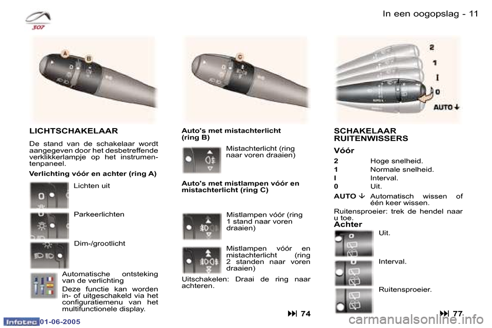 Peugeot 307 Break 2005  Handleiding (in Dutch) �1�0 �-
�0�1�-�0�6�-�2�0�0�5
�1�1
�-
�0�1�-�0�6�-�2�0�0�5
�I�n� �e�e�n� �o�o�g�o�p�s�l�a�g
�S�C�H�A�K�E�L�A�A�R�  
�R�U�I�T�E�N�W�I�S�S�E�R�S
�V�ó�ó�r
�2�  �H�o�g�e� �s�n�e�l�h�e�i�d�.
�1�  �N�o�r�m