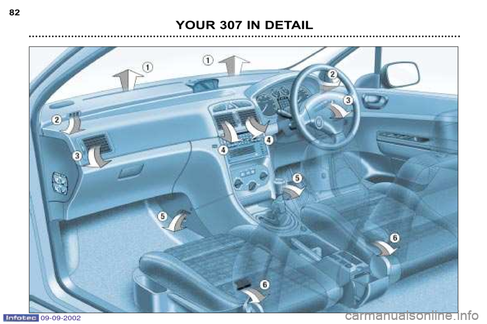 Peugeot 307 Break 2002.5  Owners Manual 09-09-2002
YOUR 307 IN DETAIL
82  