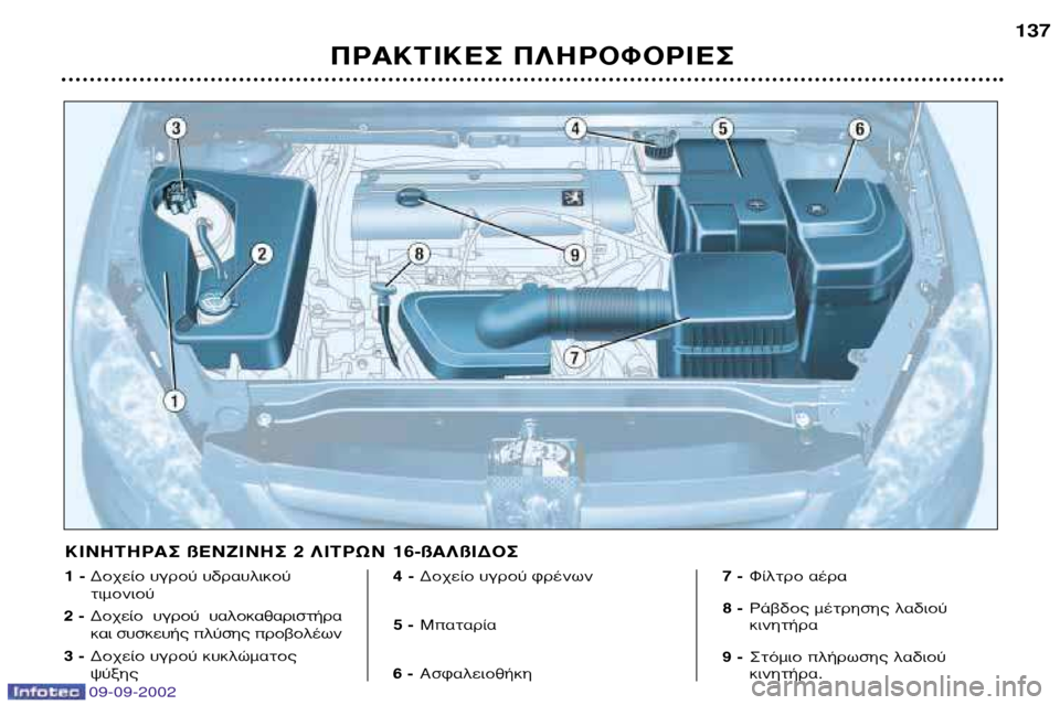 Peugeot 307 Break 2002.5  Εγχειρίδιο χρήσης (in Greek) ¶ƒ∞∫∆π∫∂™ ¶§∏ƒ√º√ƒπ∂™137
1 -
¢Ô¯Â›Ô ˘ÁÚÔ‡ ˘‰Ú·˘ÏÈÎÔ‡ ÙÈÌÔÓÈÔ‡ 
2 - ¢Ô¯Â›Ô  ˘ÁÚÔ‡  ˘·ÏÔÎ·ı·ÚÈÛÙ‹Ú·Î·È Û