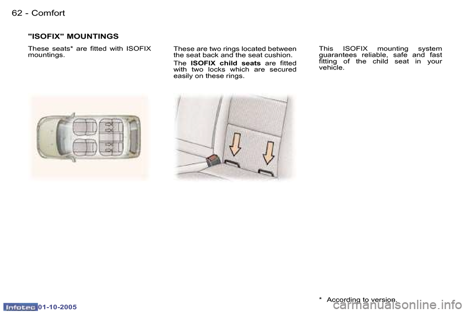 Peugeot 307 Break Dag 2005.5  Owners Manual �C�o�m�f�o�r�t�6�2 �-
�0�1�-�1�0�-�2�0�0�5
�6�3�C�o�m�f�o�r�t�-
�0�1�-�1�0�-�2�0�0�5
�T�h�e�s�e� �a�r�e� �t�w�o� �r�i�n�g�s� �l�o�c�a�t�e�d� �b�e�t�w�e�e�n�  
�t�h�e� �s�e�a�t� �b�a�c�k� �a�n�d� �t�h�
