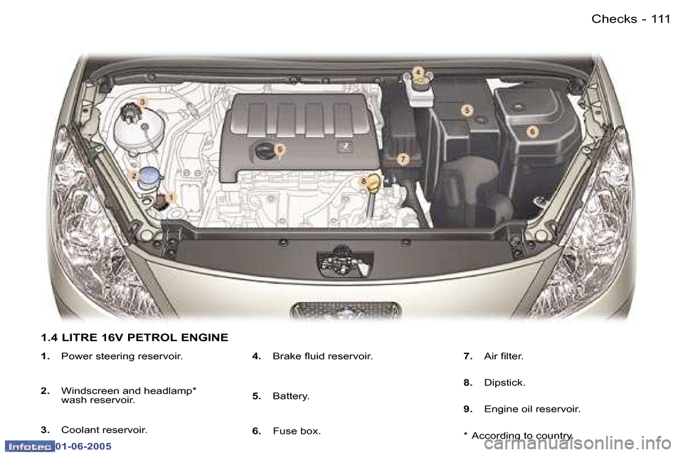 Peugeot 307 Break Dag 2005  Owners Manual �C�h�e�c�k�s�1�1�0 �-
�0�1�-�0�6�-�2�0�0�5
�1�1�1�C�h�e�c�k�s�-
�0�1�-�0�6�-�2�0�0�5
�1�.�  �P�o�w�e�r� �s�t�e�e�r�i�n�g� �r�e�s�e�r�v�o�i�r�.
�2�. �  �W�i�n�d�s�c�r�e�e�n� �a�n�d� �h�e�a�d�l�a�m�p�*�