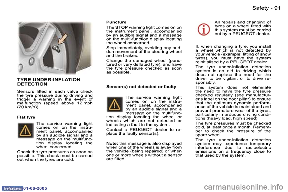 Peugeot 307 Break Dag 2005  Owners Manual �9�0 �-
�0�1�-�0�6�-�2�0�0�5
�9�1
�-
�0�1�-�0�6�-�2�0�0�5
�T�Y�R�E� �U�N�D�E�R�-�I�N�F�L�A�T�I�O�N�  
�D�E�T�E�C�T�I�O�N
�S�e�n�s�o�r�s�  �i�t�t�e�d�  �i�n�  �e�a�c�h�  �v�a�l�v�e�  �c�h�e�c�k�  
�t�h