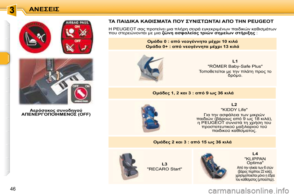Peugeot 307 CC 2007.5  Εγχειρίδιο χρήσης (in Greek) 46
