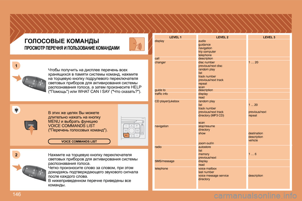 Peugeot 307 CC 2007.5  Инструкция по эксплуатации (in Russian) �1�4�6
MENUESCLIST
MENU
�2
�1dw`fbl_� Öw� lhjé_ymx� dÖhidm� i_j_dexqwl_ey�  
ky_lhyuo� ijbxhjhy� ^ey� wdlbybjhywÖby� kbkl_