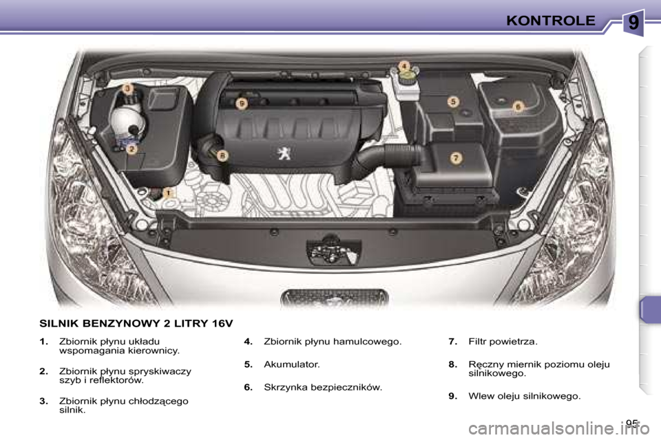 Peugeot 307 CC 2006  Instrukcja Obsługi (in Polish) �9�K�O�N�T�R�O�L�E
�9�5
�1�.�  �Z�b�i�o�r�n�i�k� �p�ł�y�n�u� �u�k�ł�a�d�u� 
�w�s�p�o�m�a�g�a�n�i�a� �k�i�e�r�o�w�n�i�c�y�.
�2�. �  �Z�b�i�o�r�n�i�k� �p�ł�y�n�u� �s�p�r�y�s�k�i�w�a�c�z�y� 
�s�z�y�b�