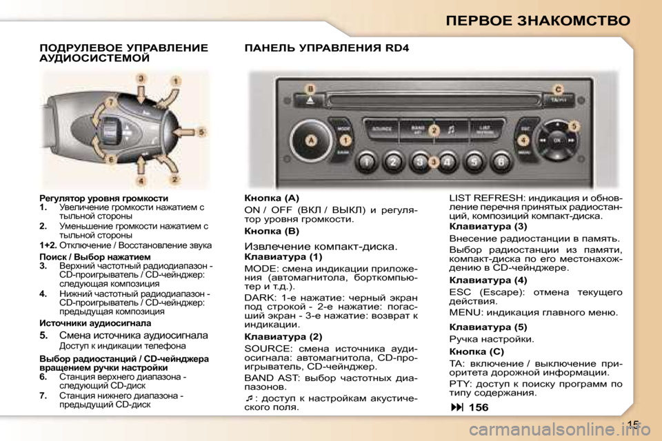 Peugeot 307 CC 2006  Инструкция по эксплуатации (in Russian) �1�5
f?gYe?� AdWaechiYe
g_]meylhj� mjhyÖy� ]jhfdhklb 
�1�.�  jy_ebq_Öb_� zjhfdhklb� Öw`wlb_f� k� 
luevÖhc� klhjhÖ