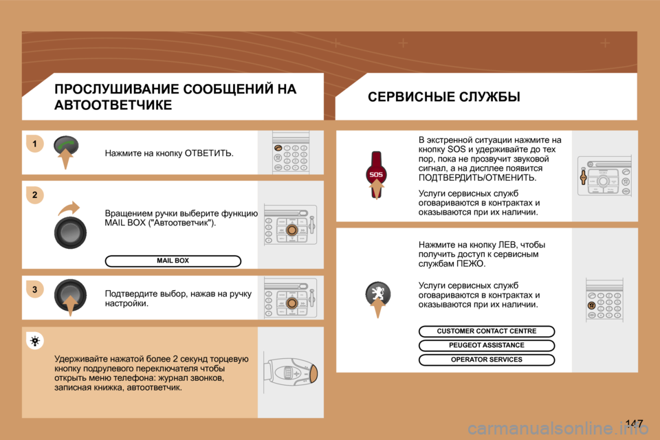Peugeot 307 CC 2006  Инструкция по эксплуатации (in Russian) �1 
�2 
�3
�1�4�7
Yjws_Öb_f� jmqdb� yux_jbl_� nmÖdébx�  
�M�A�I�L� �B�O�X� �(�"Wylhhly_lqbd�"�)�.
dw`fbl_� Öw� dÖhidm� eiY?iBis�. 
