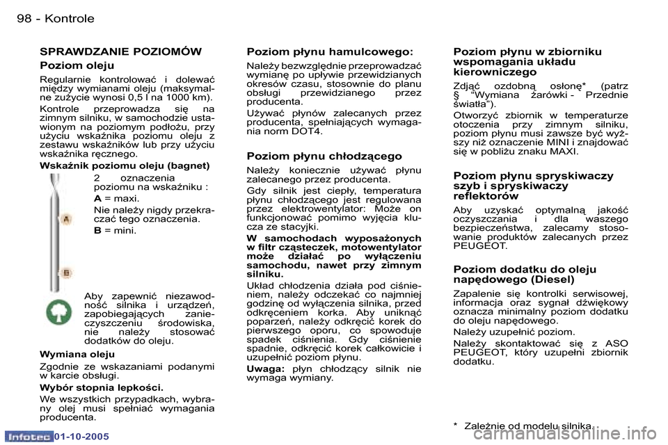 Peugeot 307 CC 2005.5  Instrukcja Obsługi (in Polish) �K�o�n�t�r�o�l�e
�9�8 �-
�0�1�-�1�0�-�2�0�0�5
�9�9
�K�o�n�t�r�o�l�e
�-
�0�1�-�1�0�-�2�0�0�5
�S�P�R�A�W�D�Z�A�N�I�E� �P�O�Z�I�O�M�Ó�W
�2�  �o�z�n�a�c�z�e�n�i�a�  
�p�o�z�i�o�m�u� �n�a� �w�s�k�aE�n�i�