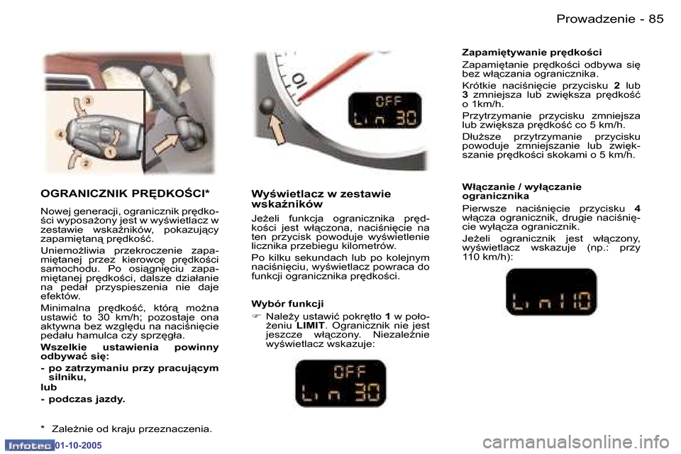 Peugeot 307 CC 2005.5  Instrukcja Obsługi (in Polish) �P�r�o�w�a�d�z�e�n�i�e
�8�4 �-
�0�1�-�1�0�-�2�0�0�5
�8�5
�P�r�o�w�a�d�z�e�n�i�e
�-
�0�1�-�1�0�-�2�0�0�5
�O�G�R�A�N�I�C�Z�N�I�K� �P�R	�D�K�O:�C�I�* 
�N�o�w�e�j� �g�e�n�e�r�a�c�j�i�,� �o�g�r�a�n�i�c�z