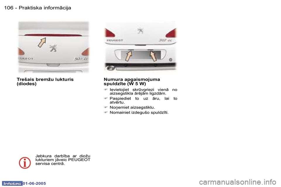 Peugeot 307 CC 2005  Īpašnieka rokasgrāmata (in Latvian) �P�r�a�k�t�i�s�k�a� �i�n�f�o�r�m