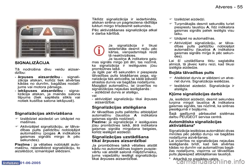 Peugeot 307 CC 2005  Īpašnieka rokasgrāmata (in Latvian) �A�t�v�e�r�e�s�5�4 �-
�0�1�-�0�6�-�2�0�0�5
�5�5�A�t�v�e�r�e�s�-
�0�1�-�0�6�-�2�0�0�5
�S�I�G�N�A�L�I�Z