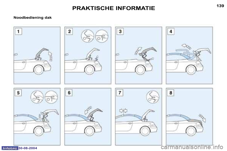 Peugeot 307 CC 2004.5  Handleiding (in Dutch) �1�3�8
�3�0�-�0�8�-�2�0�0�4
�1�3�9
�3�0�-�0�8�-�2�0�0�4
�P�R�A�K�T�I�S�C�H�E� �I�N�F�O�R�M�A�T�I�E
�N�o�o�d�b�e�d�i�e�n�i�n�g� �d�a�k  