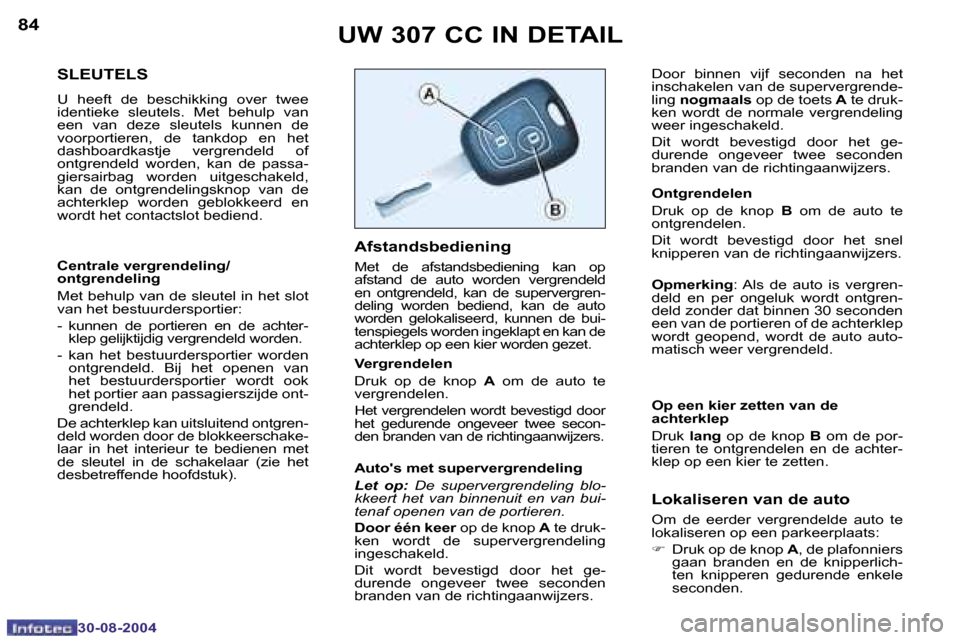 Peugeot 307 CC 2004.5  Handleiding (in Dutch) �8�4
�3�0�-�0�8�-�2�0�0�4
�8�5
�3�0�-�0�8�-�2�0�0�4
�U�W� �3�0�7� �C�C� �I�N� �D�E�T�A�I�L
�S�L�E�U�T�E�L�S
�U�  �h�e�e�f�t�  �d�e�  �b�e�s�c�h�i�k�k�i�n�g�  �o�v�e�r�  �t�w�e�e�  
�i�d�e�n�t�i�e�k�e�