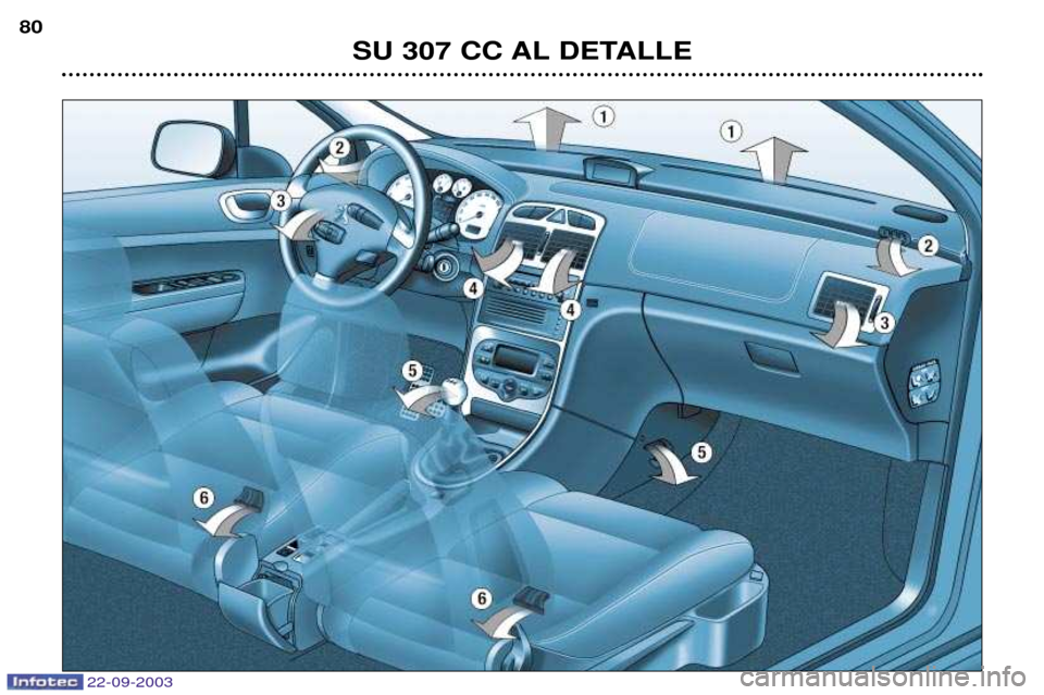 Peugeot 307 CC 2003  Manual del propietario (in Spanish) 22-09-2003
SU 307 CC AL DETALLE
80  