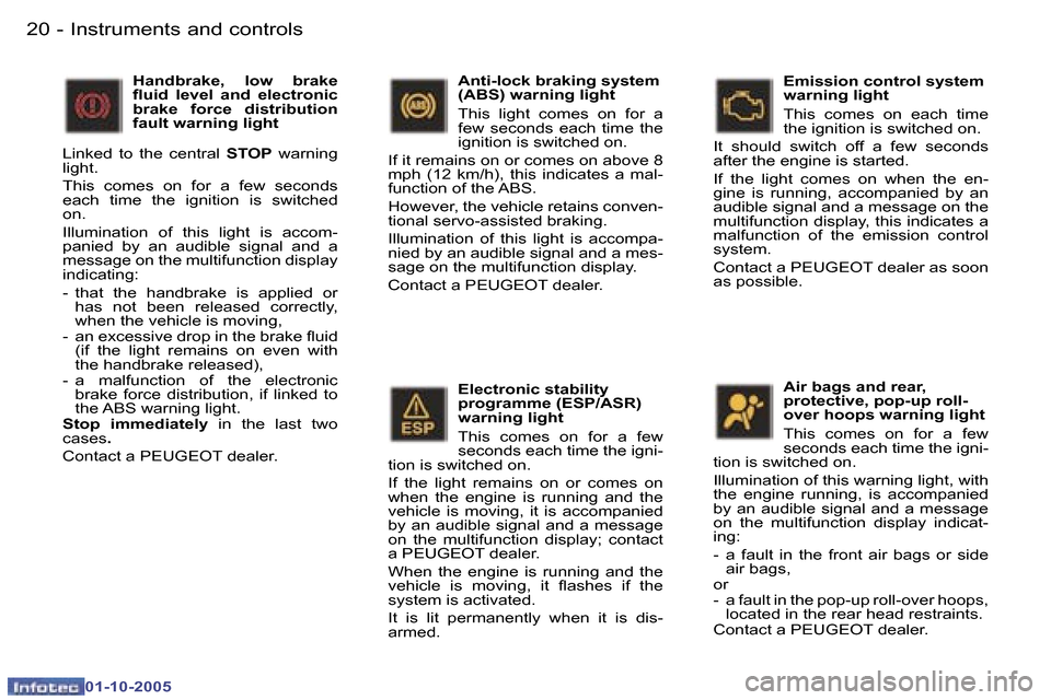 Peugeot 307 CC Dag 2005.5  Owners Manual �I�n�s�t�r�u�m�e�n�t�s� �a�n�d� �c�o�n�t�r�o�l�s�2�0 �-
�0�1�-�1�0�-�2�0�0�5
�2�1�I�n�s�t�r�u�m�e�n�t�s� �a�n�d� �c�o�n�t�r�o�l�s�-
�0�1�-�1�0�-�2�0�0�5
�A�i�r� �b�a�g�s� �a�n�d� �r�e�a�r�,�  
�p�r�o�