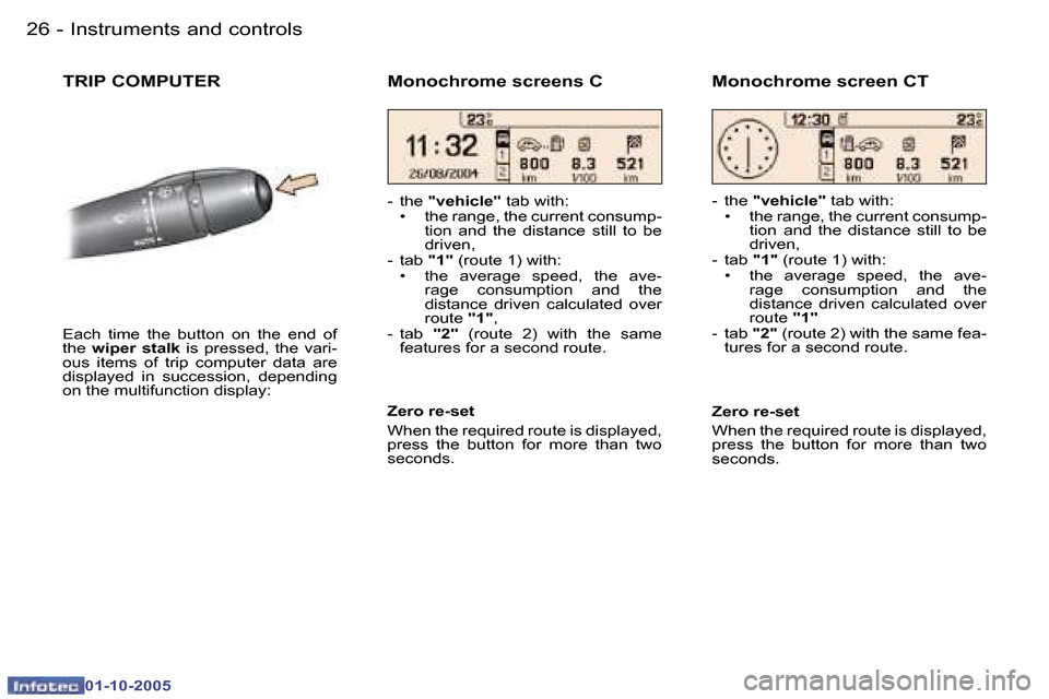 Peugeot 307 CC Dag 2005.5  Owners Manual �I�n�s�t�r�u�m�e�n�t�s� �a�n�d� �c�o�n�t�r�o�l�s�2�6 �-
�0�1�-�1�0�-�2�0�0�5
�2�7�I�n�s�t�r�u�m�e�n�t�s� �a�n�d� �c�o�n�t�r�o�l�s�-
�0�1�-�1�0�-�2�0�0�5
�T�R�I�P� �C�O�M�P�U�T�E�R
�E�a�c�h�  �t�i�m�e�