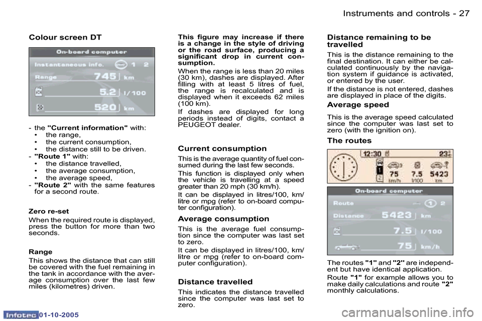 Peugeot 307 CC Dag 2005.5  Owners Manual �I�n�s�t�r�u�m�e�n�t�s� �a�n�d� �c�o�n�t�r�o�l�s�2�6 �-
�0�1�-�1�0�-�2�0�0�5
�2�7�I�n�s�t�r�u�m�e�n�t�s� �a�n�d� �c�o�n�t�r�o�l�s�-
�0�1�-�1�0�-�2�0�0�5
�C�o�l�o�u�r� �s�c�r�e�e�n� �D�T
�-�  �t�h�e� �