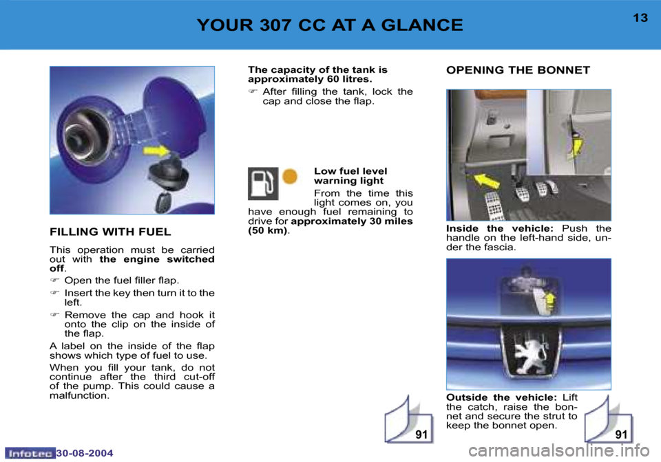 Peugeot 307 CC Dag 2004.5  Owners Manual �9�1�9�1
�1�2
�3�0�-�0�8�-�2�0�0�4
�1�3
�3�0�-�0�8�-�2�0�0�4
�Y�O�U�R� �3�0�7� �C�C� �A�T� �A� �G�L�A�N�C�E
�F�I�L�L�I�N�G� �W�I�T�H� �F�U�E�L� 
�T�h�i�s�  �o�p�e�r�a�t�i�o�n�  �m�u�s�t�  �b�e�  �c�a�