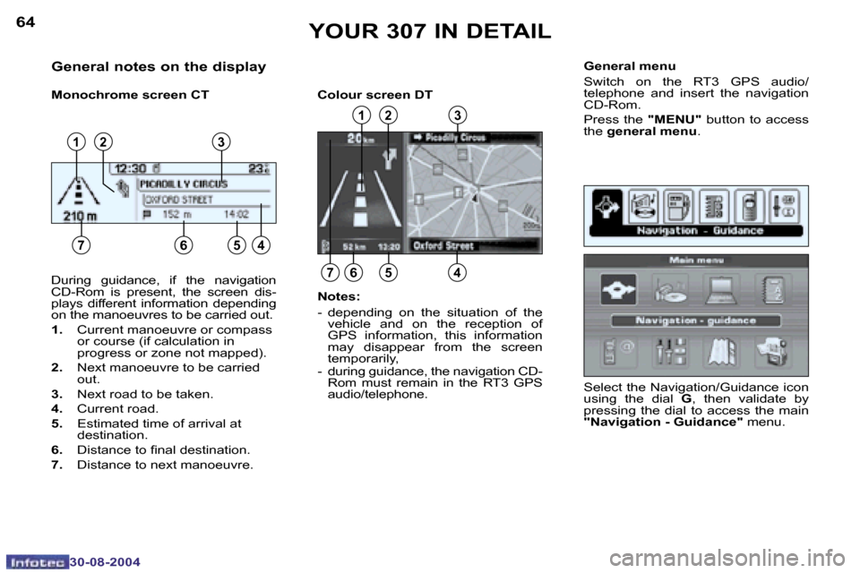 Peugeot 307 Dag 2004.5  Owners Manual �6�4
�3�0�-�0�8�-�2�0�0�4
�6�5
�3�0�-�0�8�-�2�0�0�4
�G�e�n�e�r�a�l� �n�o�t�e�s� �o�n� �t�h�e� �d�i�s�p�l�a�y
�M�o�n�o�c�h�r�o�m�e� �s�c�r�e�e�n� �C�T �C�o�l�o�u�r� �s�c�r�e�e�n� �D�T�G�e�n�e�r�a�l� �m