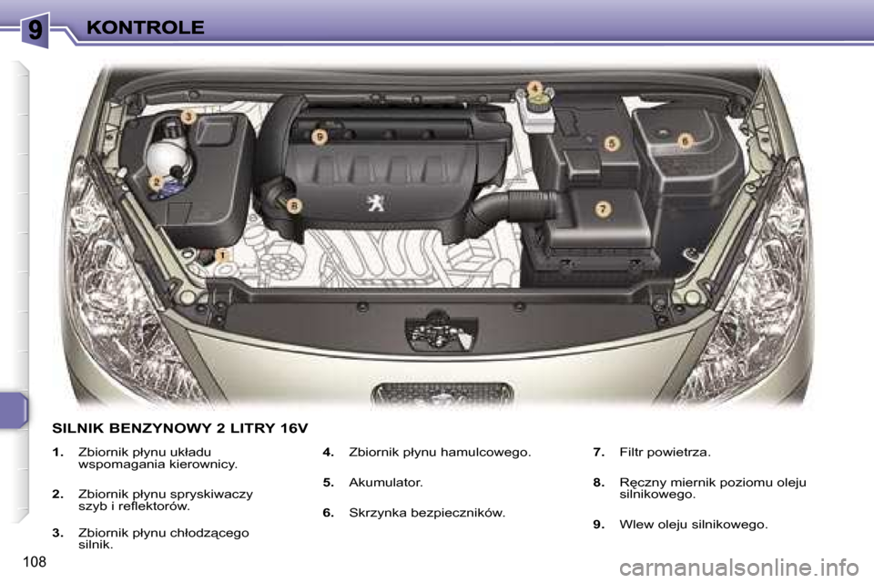 Peugeot 307 SW 2007  Instrukcja Obsługi (in Polish) �1�0�8
�1�.�  �Z�b�i�o�r�n�i�k� �p�ł�y�n�u� �u�k�ł�a�d�u� �w�s�p�o�m�a�g�a�n�i�a� �k�i�e�r�o�w�n�i�c�y�.
�2�.�  �Z�b�i�o�r�n�i�k� �p�ł�y�n�u� �s�p�r�y�s�k�i�w�a�c�z�y� �s�z�y�b� �i� �r�e�ﬂ�e�k�t�