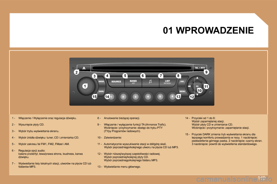 Peugeot 307 SW 2007  Instrukcja Obsługi (in Polish) �1�6�9
�1�1
�2�2
�1�0�1�0�1�1�1�1
�1�3�1�3�1�4�1�4�1�5�1�5
�3�3�4�4�5�5�6�6�7�7�8�8�9�9
�1�2�1�2
�0�1� �W�P�R�O�W�A�D�Z�E�N�I�E
�1� �-�  �W�ł"�c�z�e�n�i�e� �/� �W�y�ł"�c�z�e�n�i�e� �o�r�a�z� �r�e�