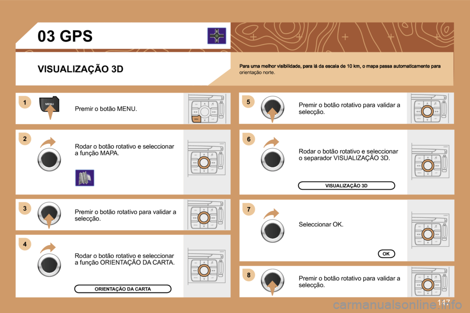 Peugeot 307 SW 2007  Manual do proprietário (in Portuguese) �1�4�7
�E�S�C
�M�E�N�U �L�I�S�T
�M�E�N�U
�E�S�C
�M�E�N�U �L�I�S�T
�E�S�C
�L�I�S�T
�M�E�N�U
�E�S�C
�M�E�N�U �L�I�S�T
�E�S�C
�M�E�N�U �L�I�S�T
�1�1
�2�2
�3�3
�4�4
�5�5
�6�6
�7�7
�8�8
�E�S�C
�M�E�N�U �L�