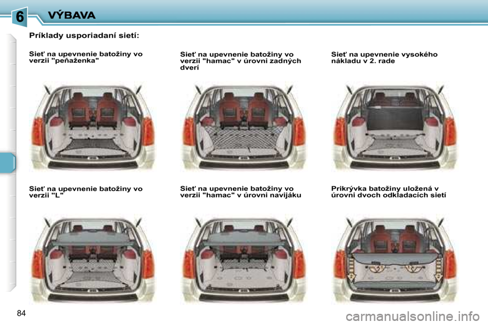 Peugeot 307 SW 2007  Užívateľská príručka (in Slovak) �8�4
�P�r�í�k�l�a�d�y� �u�s�p�o�r�i�a�d�a�n�í� �s�i�e�t�í�:
�S�i�e"� �n�a� �u�p�e�v�n�e�n�i�e� �b�a�t�o�ž�i�n�y� �v�o� �v�e�r�z�i�i� �"�p�e3�a�ž�e�n�k�a�"
�S�i�e"� �n�a� �u�p�e�v�n�e�n�i�e� �b