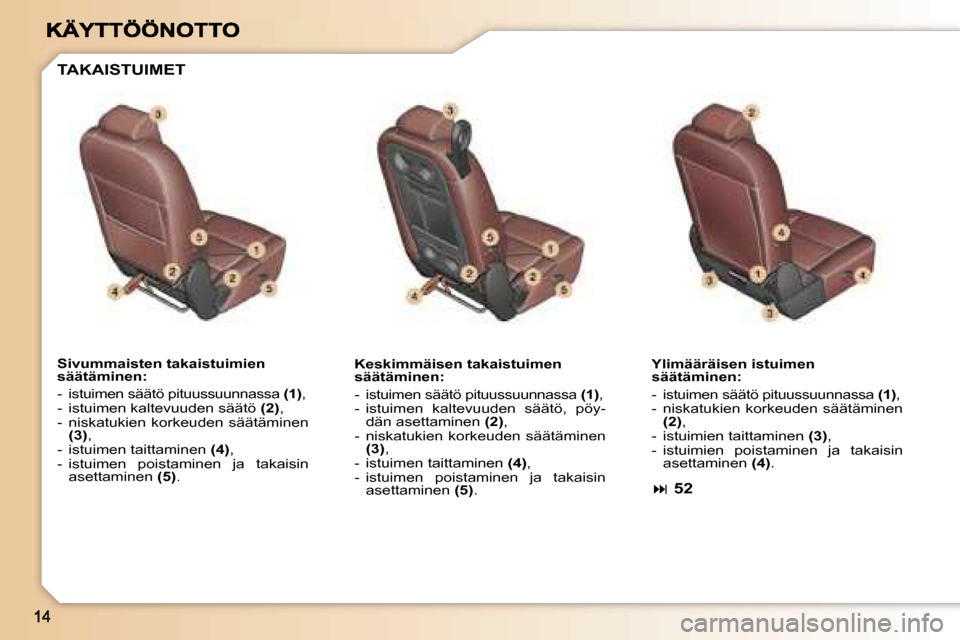 Peugeot 307 SW 2007  Omistajan käsikirja (in Finnish) �S�i�v�u�m�m�a�i�s�t�e�n� �t�a�k�a�i�s�t�u�i�m�i�e�n� �s�ä�ä�t�ä�m�i�n�e�n�:
�-�  �i�s�t�u�i�m�e�n� �s�ä�ä�t�ö� �p�i�t�u�u�s�s�u�u�n�n�a�s�s�a� �(�1�)�,�-�  �i�s�t�u�i�m�e�n� �k�a�l�t�e�v�u�u�d�