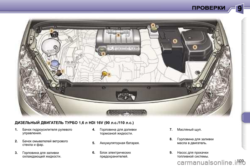 Peugeot 307 SW 2007  Инструкция по эксплуатации (in Russian) �1�0�9
�1�.� Xwqhd� zb^jhmkbebl_ey� jme_yhzh� mijwye_Öby�.
�2�.� Xwqhd� hfuywl_e_c� y_ljhyhzh� kl_dew� b� nwj�.
�3�.� =hjeh