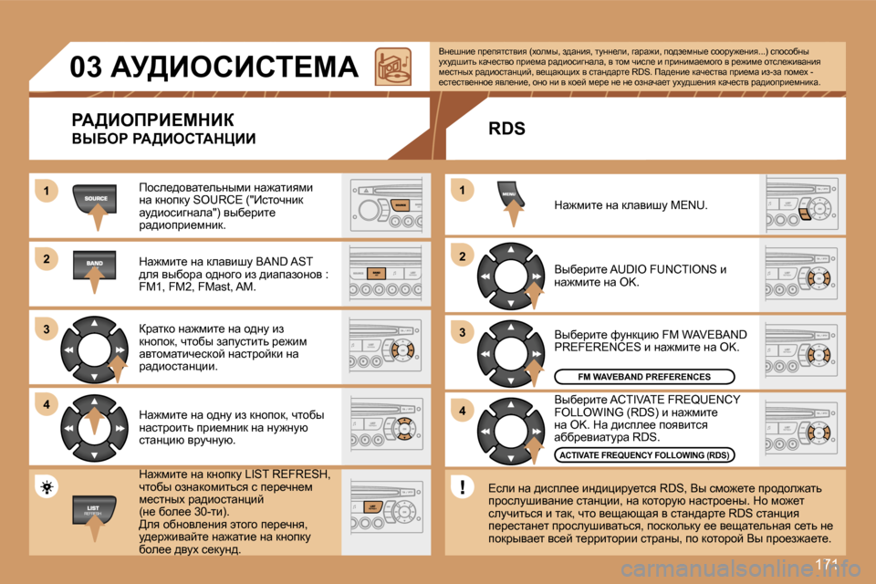 Peugeot 307 SW 2007  Инструкция по эксплуатации (in Russian) �1�7�1
�1�1
�2�2
�3�3
�4�4
�2�2
�4�4
�3�3
�1�1
�0�3� Wj>BehBhi?cW
gW>BefgB?cdBa
YrXeg� gW>BehiWdmBB
fhke_^hywl_evÖufb� Öw`wlbyfb� 