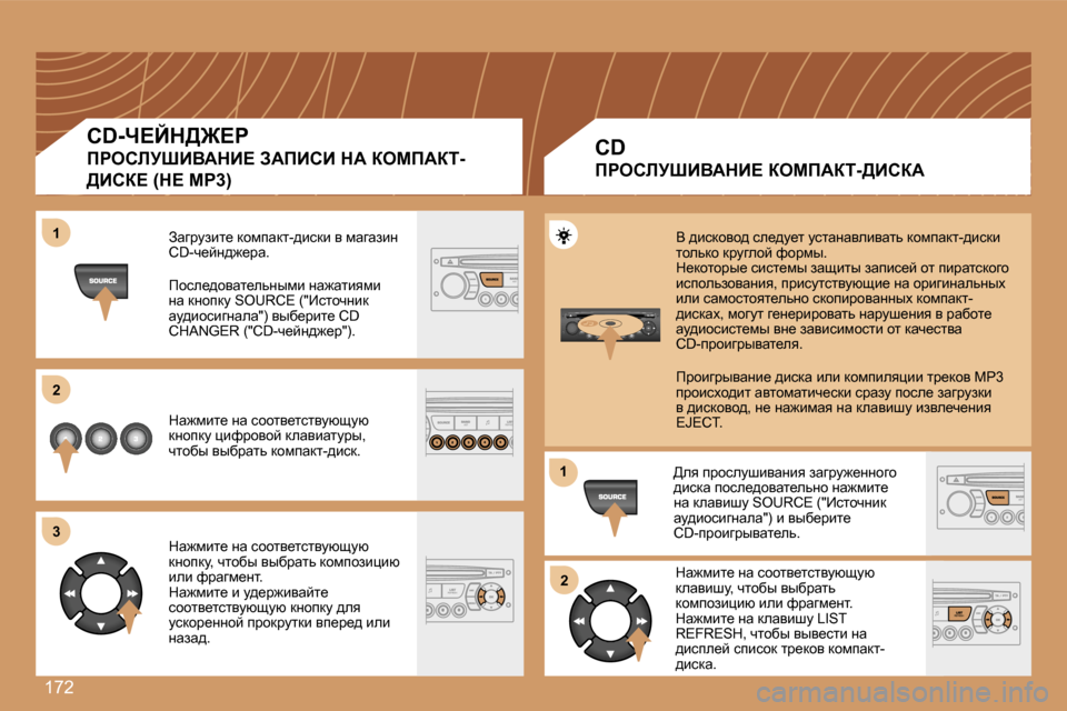 Peugeot 307 SW 2007  Инструкция по эксплуатации (in Russian) �1�7�2
�1�1
�2�2
�3�3
�1�1
�2�2
�C�D�-n?Cd>@?g
fgehbjoBYWdB?� AWfBhB� dW� aecfWai�-
>Bha?� �(d?� �M�P�3�)
Awzjmabl_� dhfiwdl�-^bkdb� y�