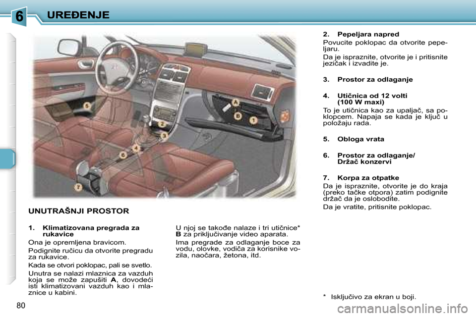Peugeot 307 SW 2007  Упутство за употребу (in Serbian) �8�0
�U�N�U�T�R�A�Š�N�J�I� �P�R�O�S�T�O�R
�2�.�  �P�e�p�e�l�j�a�r�a� �n�a�p�r�e�d
�P�o�v�u�c�i�t�e�  �p�o�k�l�o�p�a�c�  �d�a�  �o�t�v�o�r�i�t�e�  �p�e�p�e�-�l�j�a�r�u�.
�D�a� �j�e� �i�s�p�r�a�z�n�i�t