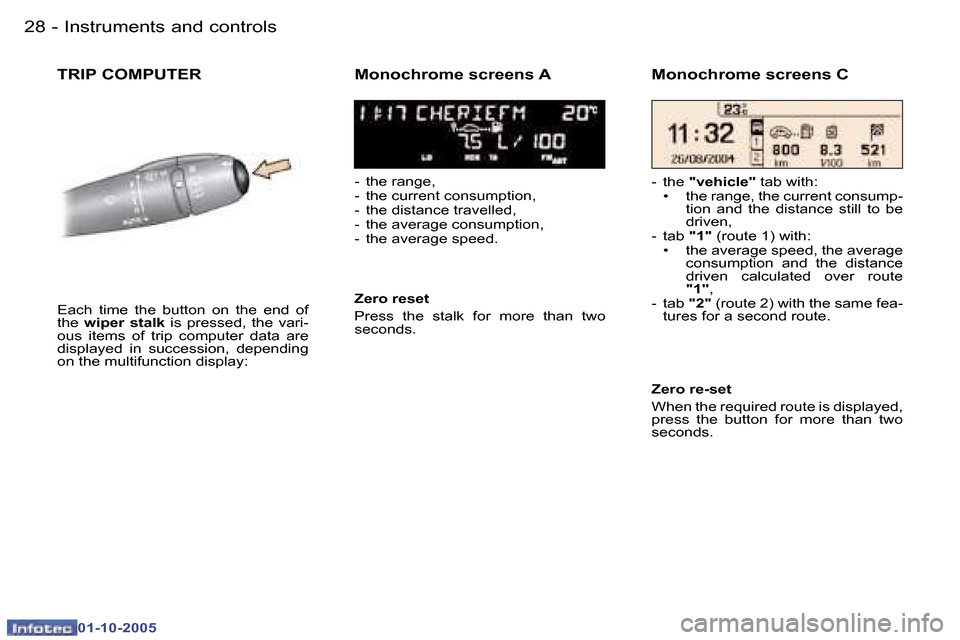 Peugeot 307 SW 2005.5  Owners Manual �I�n�s�t�r�u�m�e�n�t�s� �a�n�d� �c�o�n�t�r�o�l�s�2�8 �-
�0�1�-�1�0�-�2�0�0�5
�2�9�I�n�s�t�r�u�m�e�n�t�s� �a�n�d� �c�o�n�t�r�o�l�s�-
�0�1�-�1�0�-�2�0�0�5
�T�R�I�P� �C�O�M�P�U�T�E�R�M�o�n�o�c�h�r�o�m�e�