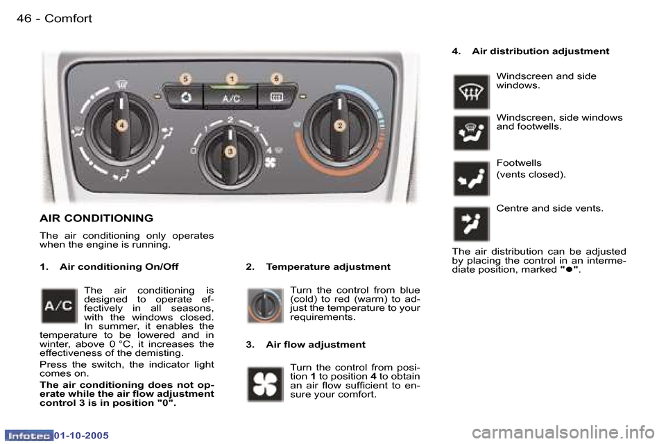 Peugeot 307 SW 2005.5  Owners Manual �C�o�m�f�o�r�t�4�6 �-
�0�1�-�1�0�-�2�0�0�5
�4�7�C�o�m�f�o�r�t�-
�0�1�-�1�0�-�2�0�0�5
�A�I�R� �C�O�N�D�I�T�I�O�N�I�N�G
�T�h�e�  �a�i�r�  �c�o�n�d�i�t�i�o�n�i�n�g�  �o�n�l�y�  �o�p�e�r�a�t�e�s�  
�w�h�e
