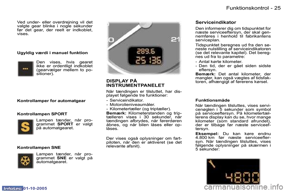 Peugeot 307 SW 2005.5  Instruktionsbog (in Danish) �F�u�n�k�t�i�o�n�s�k�o�n�t�r�o�l�2�4 �-
�0�1�-�1�0�-�2�0�0�5
�2�5�F�u�n�k�t�i�o�n�s�k�o�n�t�r�o�l�-
�0�1�-�1�0�-�2�0�0�5
�V�e�d�  �u�n�d�e�r�-�  �e�l�l�e�r�  �o�v�e�r�d�r�e�j�n�i�n�g�  �v�i�l�  �d�e�t