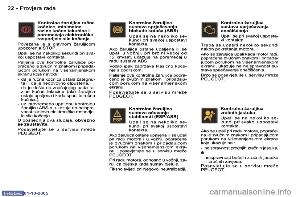 Peugeot 307 SW 2005.5  Vodič za korisnike (in Croatian) �P�r�o�v�j�e�r�a� �r�a�d�a�2�2 �-
�0�1�-�1�0�-�2�0�0�5
�2�3�P�r�o�v�j�e�r�a� �r�a�d�a�-
�0�1�-�1�0�-�2�0�0�5
�K�o�n�t�r�o�l�n�a� �ž�a�r�u�l�j�i�c�a�  
�s�u�s�t�a�v�a� �o�č�u�v�a�n�j�a� 
�s�t�a�b�i�l
