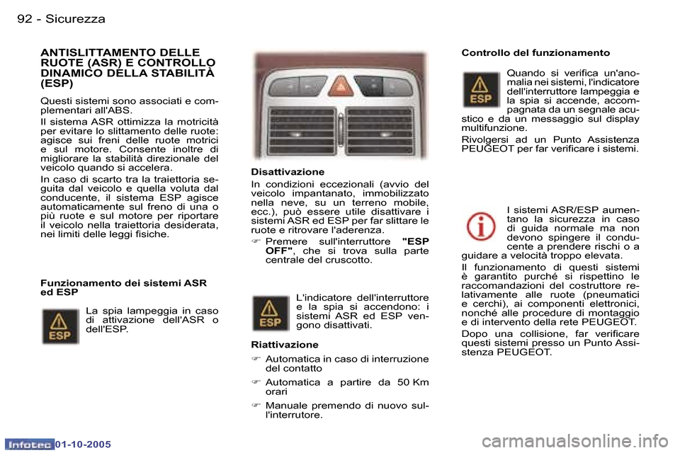 Peugeot 307 SW 2005.5  Manuale del proprietario (in Italian) �S�i�c�u�r�e�z�z�a�9�2 �-
�0�1�-�1�0�-�2�0�0�5
�9�3�S�i�c�u�r�e�z�z�a�-
�0�1�-�1�0�-�2�0�0�5
�A�N�T�I�S�L�I�T�T�A�M�E�N�T�O� �D�E�L�L�E�  
�R�U�O�T�E� �(�A�S�R�)� �E� �C�O�N�T�R�O�L�L�O� 
�D�I�N�A�M�I